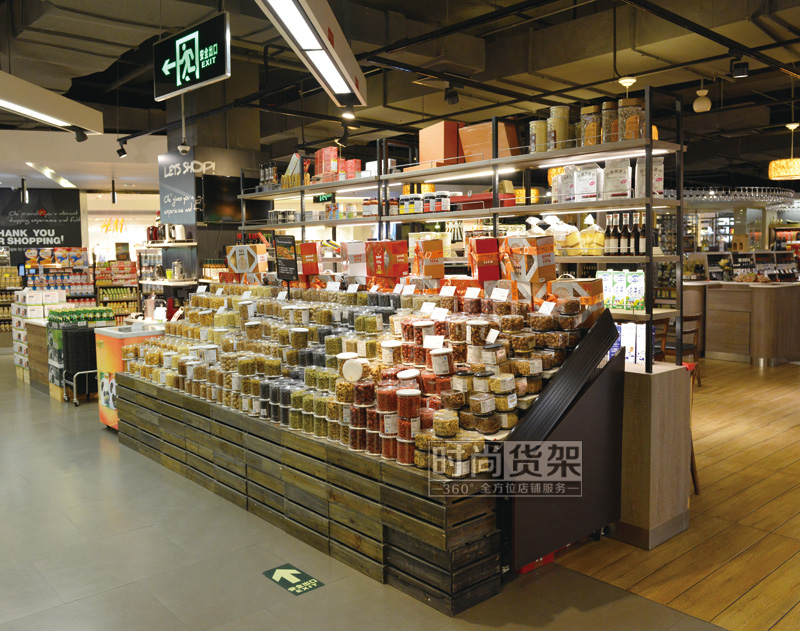 超市貨架_高檔木質食品貨架